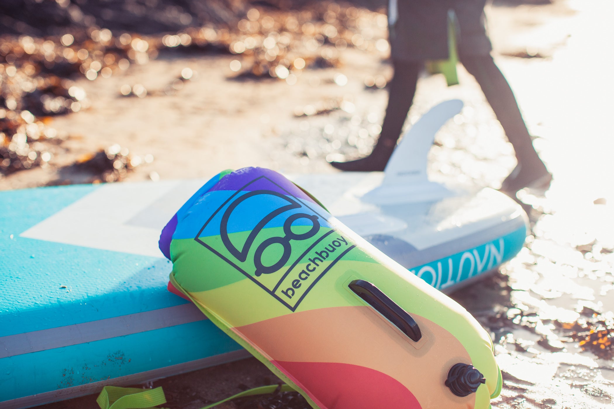 Rainbow tow float, float, swimming float, float for open water swimming, paddleboard accessories, sea swimming float, cold water swimming, kayak accessories, dry bag, wild swimming float, swimming buoy